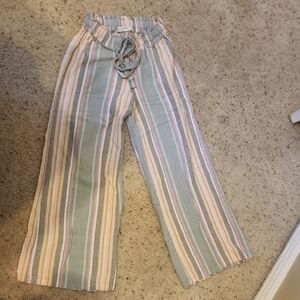 Vanilla Star Womens Striped Linen Pants Size  Small